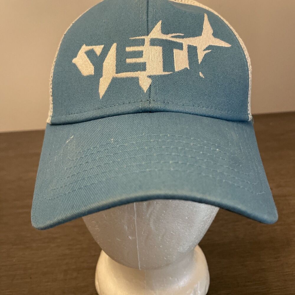 YETI Tarpon Fish Trucker Hat Baseball Cap Light Blue Teal SnapBack Mesh Fishing